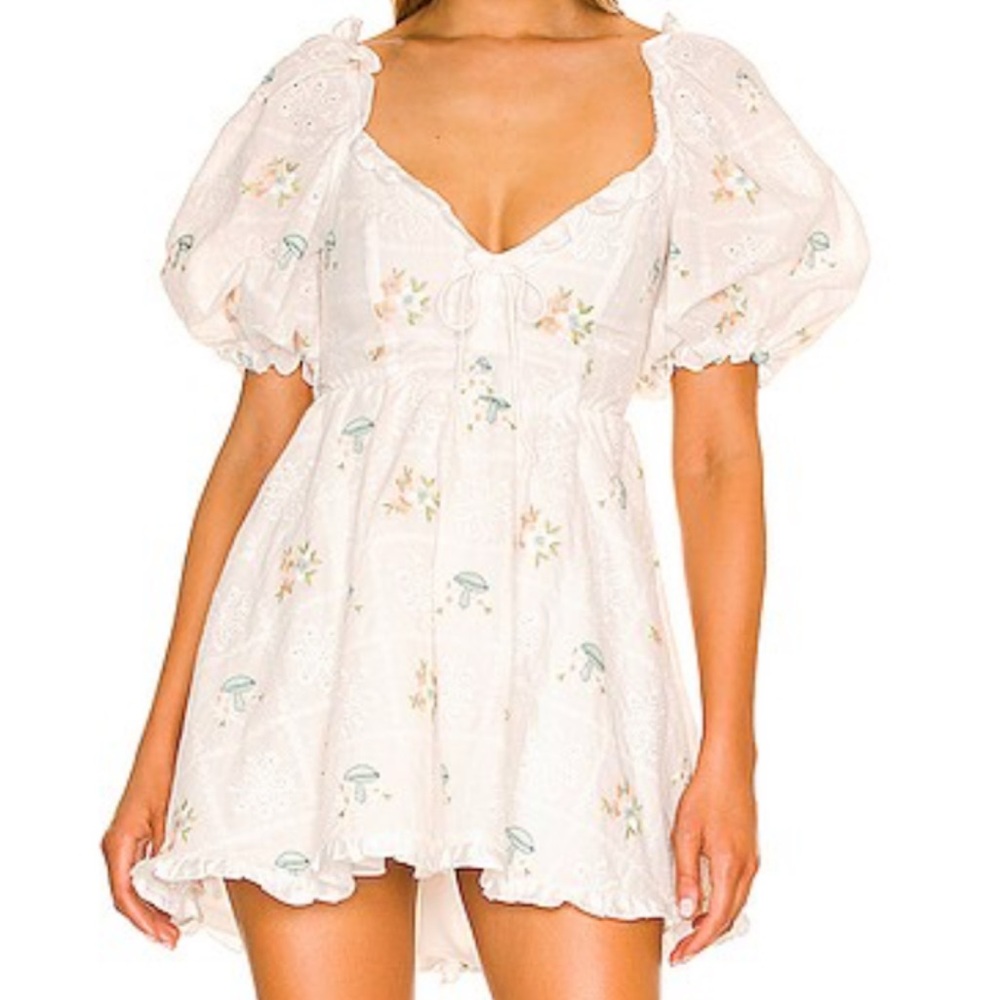 For Love and Lemons Yolanda Puff Sleeve Dress Size L